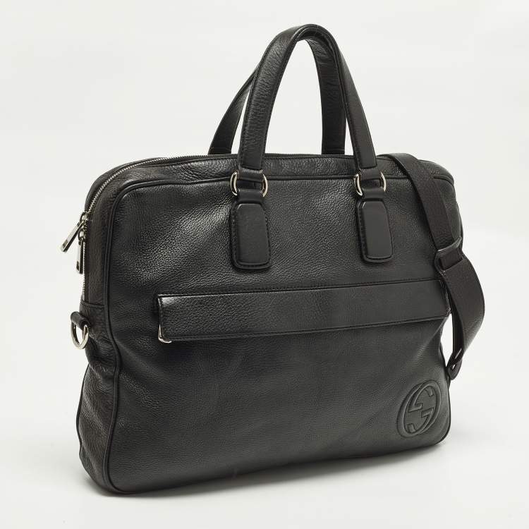 Pre Owned Gucci Soho Black Leather bussiness Briefcase Bag