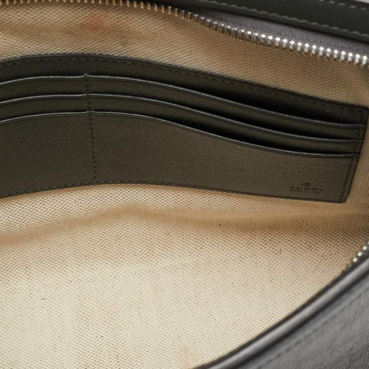 Pre Owned Gucci Ophidia Small Grey GG Supreme Canvas Wristlet Pouch