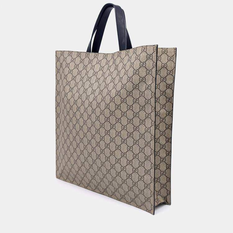 Pre Owned Gucci Beige PVC Supreme PVC Tote and Shoulder Bag