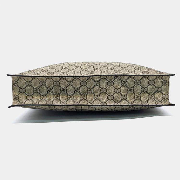 Pre Owned Gucci Beige PVC Supreme PVC Tote and Shoulder Bag