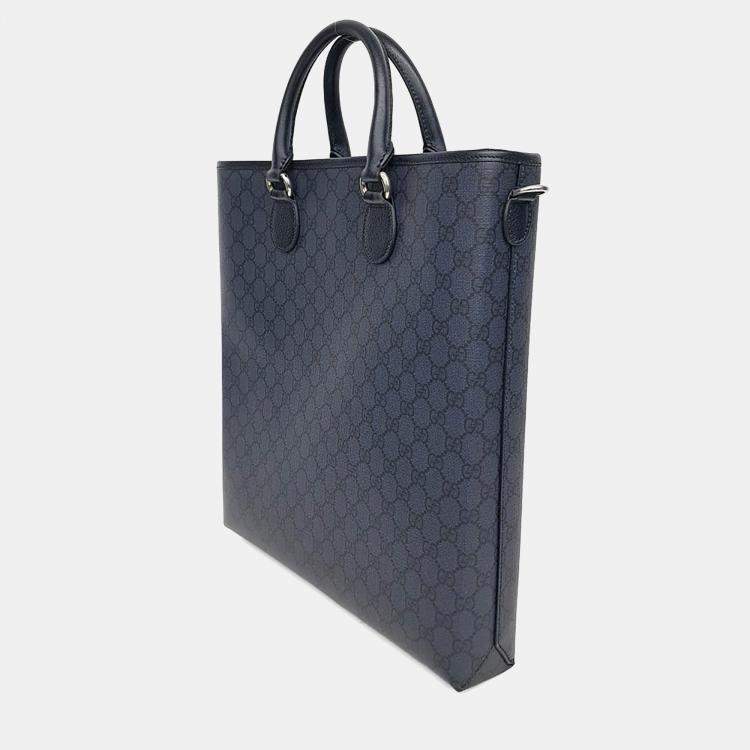 Pre Owned Gucci Navy Blue PVC Ophidia GG Tote Bag