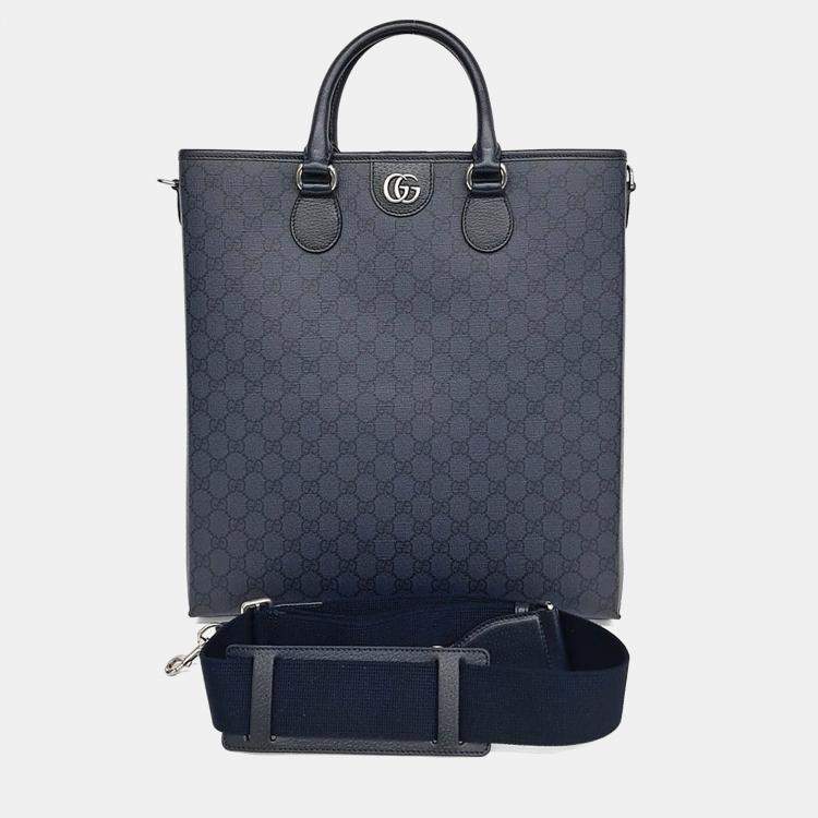 Pre Owned Gucci Navy Blue PVC Ophidia GG Tote Bag