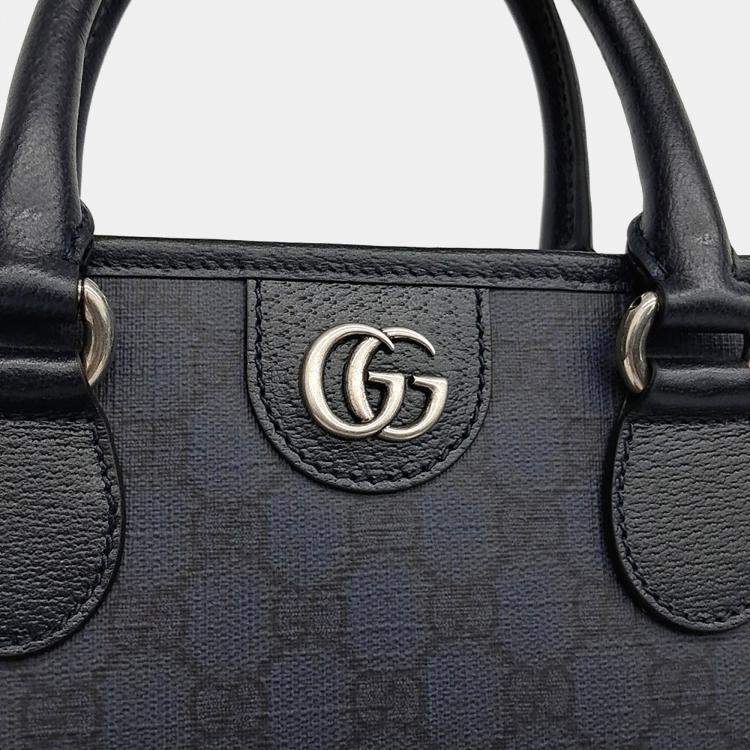 Pre Owned Gucci Navy Blue PVC Ophidia GG Tote Bag