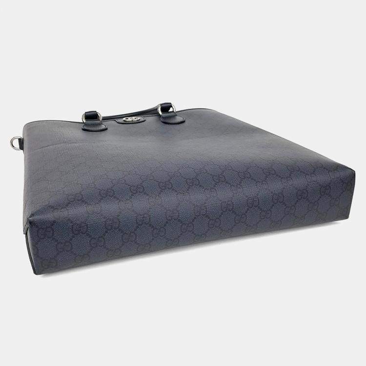 Pre Owned Gucci Navy Blue PVC Ophidia GG Tote Bag