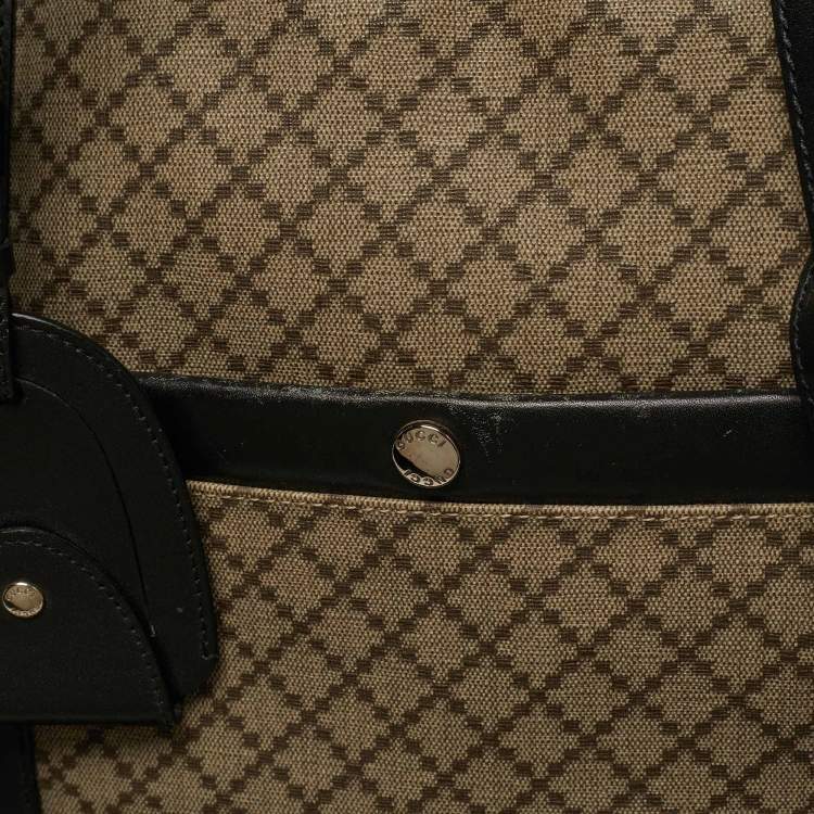 Pre Owned Gucci Business Black/Beige Diamante Coated Canvas Briefcase