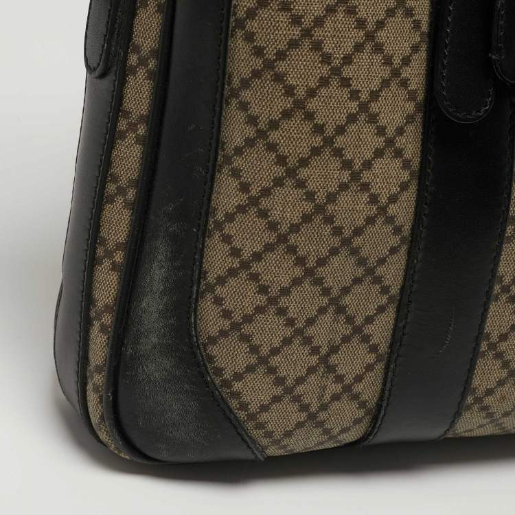 Pre Owned Gucci Business Black/Beige Diamante Coated Canvas Briefcase