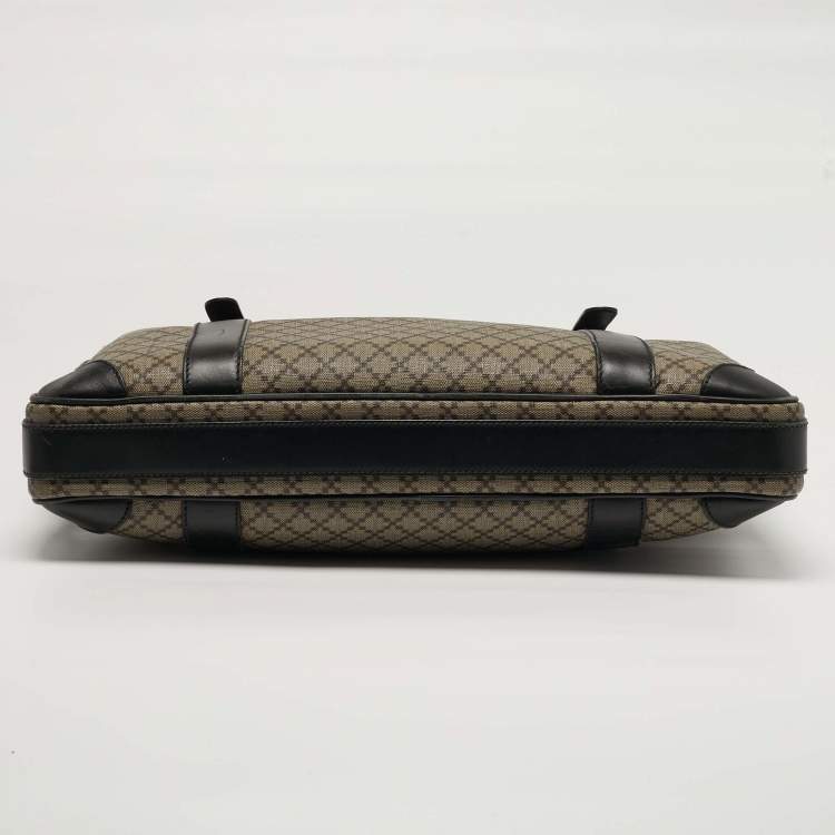 Pre Owned Gucci Business Black/Beige Diamante Coated Canvas Briefcase