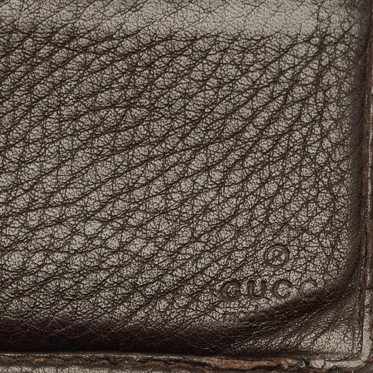 Pre Owned Gucci Logo Brown/Cream GG Canvas and Leather Bifold Wallet
