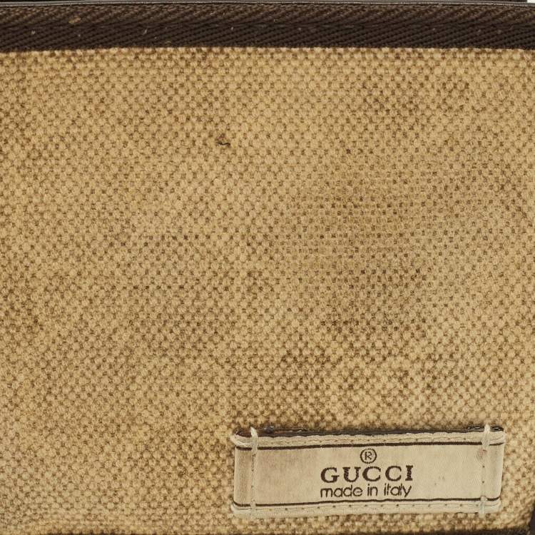 Pre Owned Gucci Logo Brown/Cream GG Canvas and Leather Bifold Wallet