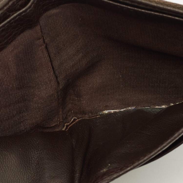 Pre Owned Gucci Logo Brown/Cream GG Canvas and Leather Bifold Wallet