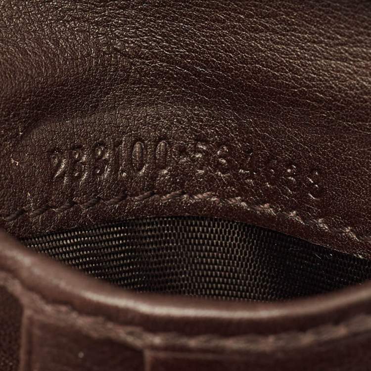 Pre Owned Gucci Logo Metal Dark Brown Guccissima Leather Bifold Wallet