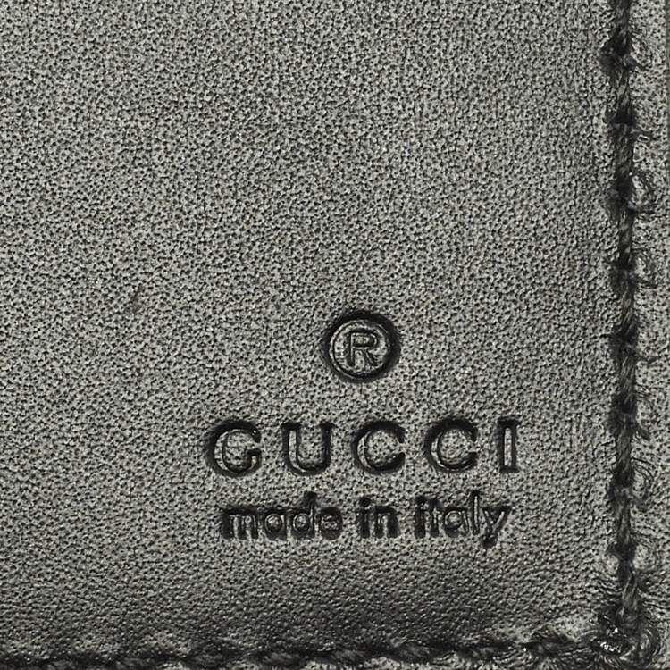 Pre Owned Gucci Black Guccissima Leather Bifold Card Holder 