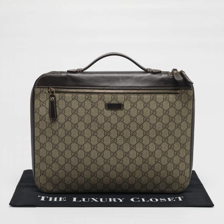 Pre Owned Gucci Brown/Beige GG Supreme Canvas Portfolio Case