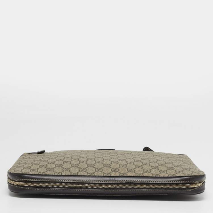 Pre Owned Gucci Brown/Beige GG Supreme Canvas Portfolio Case