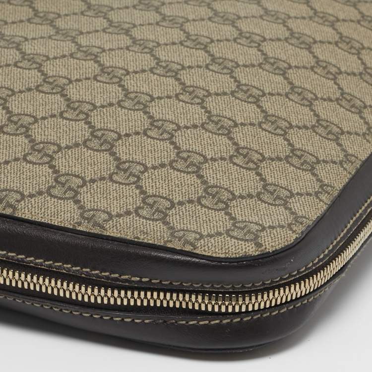 Pre Owned Gucci Brown/Beige GG Supreme Canvas Portfolio Case