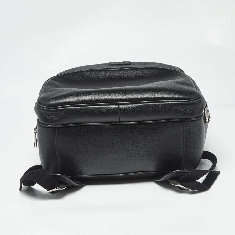 Pre Owned Gucci Medium Black GG Supreme Canvas and Leather Backpack