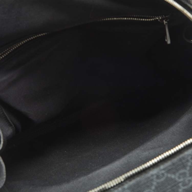 Pre Owned Gucci Medium Black GG Supreme Canvas and Leather Backpack