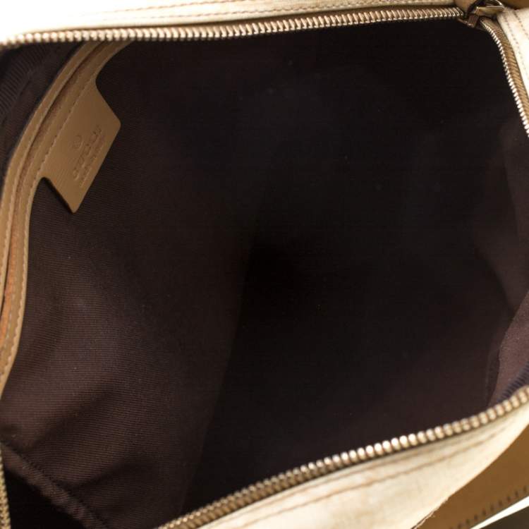 Pre Owned Gucci Beige GG Supreme Canvas and Leather Messenger Bag