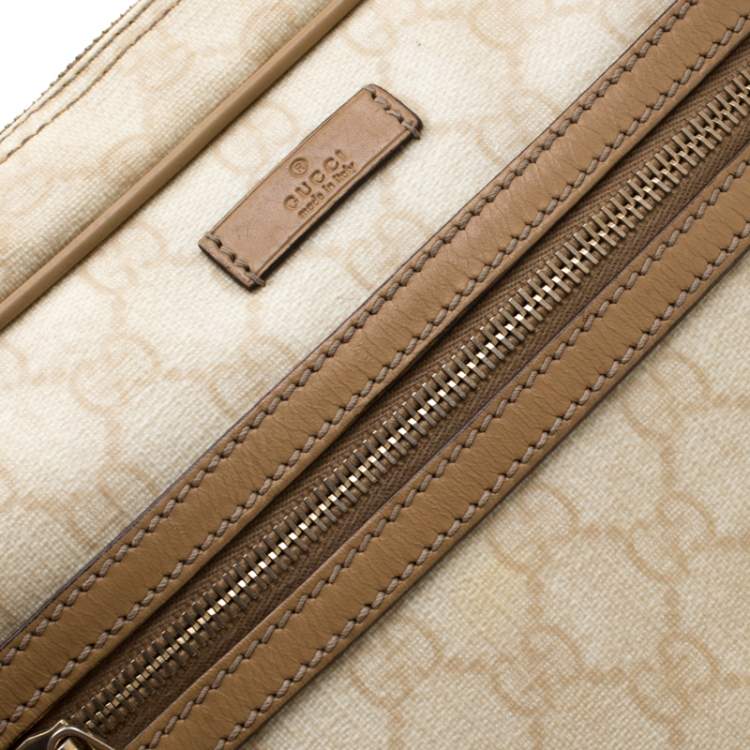 Pre Owned Gucci Beige GG Supreme Canvas and Leather Messenger Bag