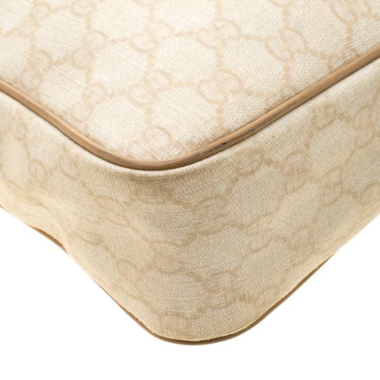 Pre Owned Gucci Beige GG Supreme Canvas and Leather Messenger Bag
