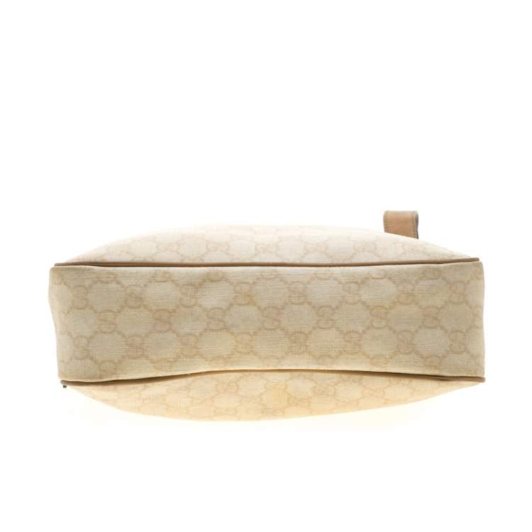 Pre Owned Gucci Beige GG Supreme Canvas and Leather Messenger Bag