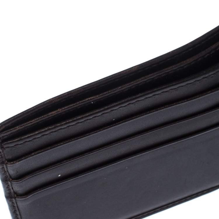 Pre Owned Gucci Brown Web Canvas and Leather Bifold Wallet
