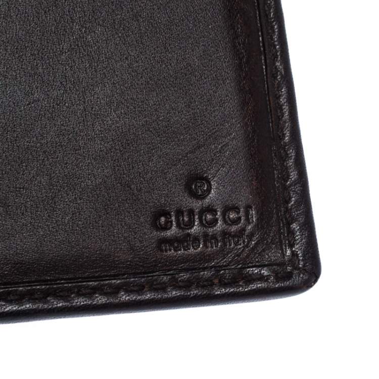 Pre Owned Gucci Brown Web Canvas and Leather Bifold Wallet