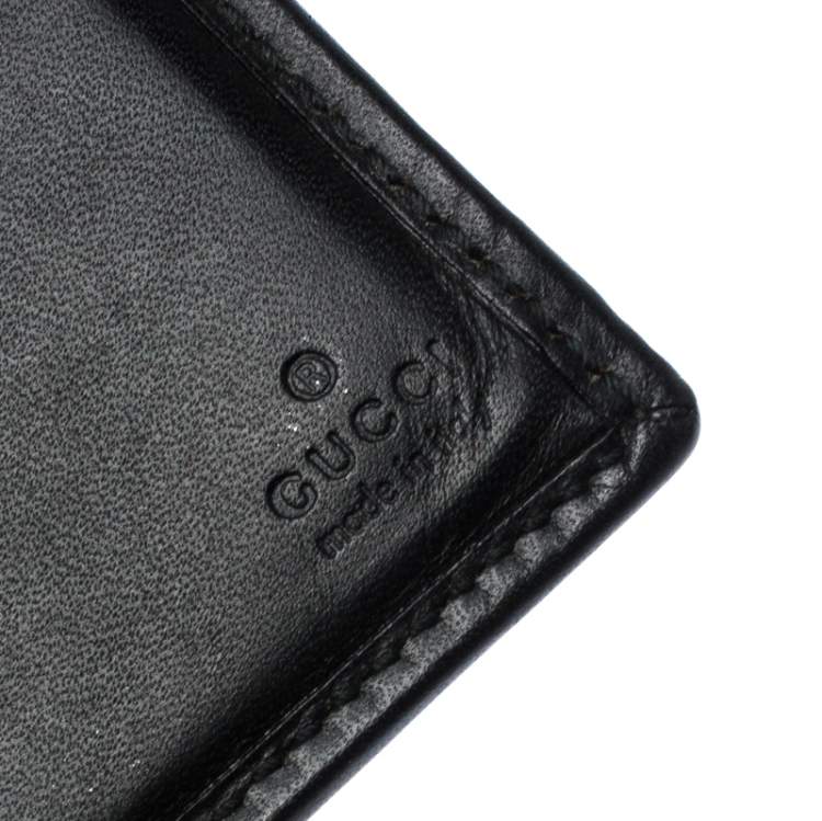 Pre Owned Gucci Beige/Black Diamante Canvas and Leather Bi Fold Wallet