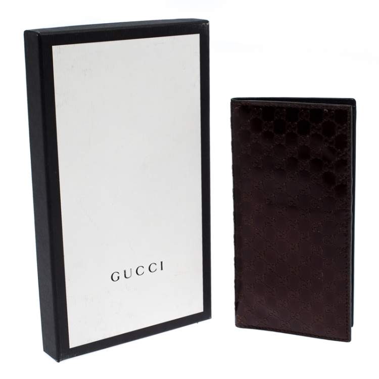 Pre Owned Gucci Maroon Microguccissima Leather Bifold Long Wallet