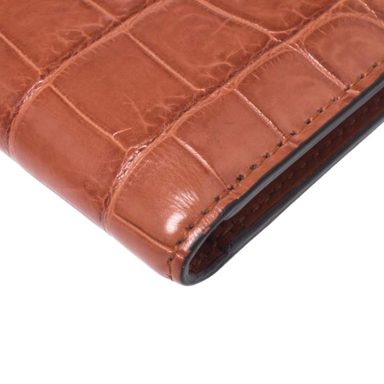 مملوكة مسبقًا Gucci Orange Crocodile Bifold Wallet