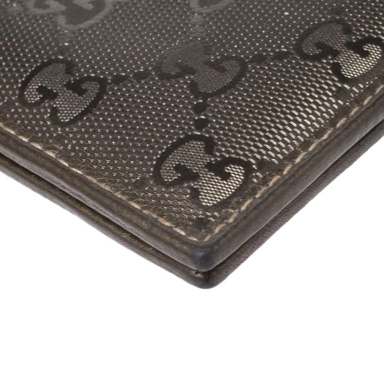 Pre Owned Gucci Metallic Gold GG Imprime Canvas Bi Fold Wallet