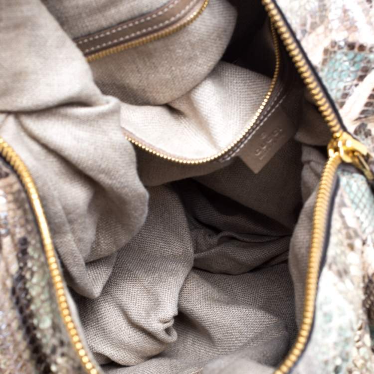 Pre Owned Gucci Beige/Green Python Large Darwin Convertible Backpack