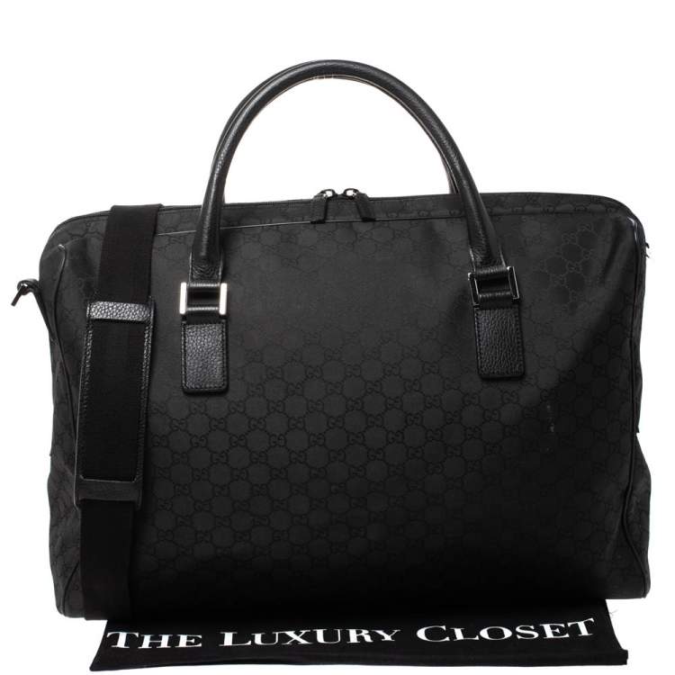 Pre Owned Gucci Black GG Nylon Weekender Travel Bag