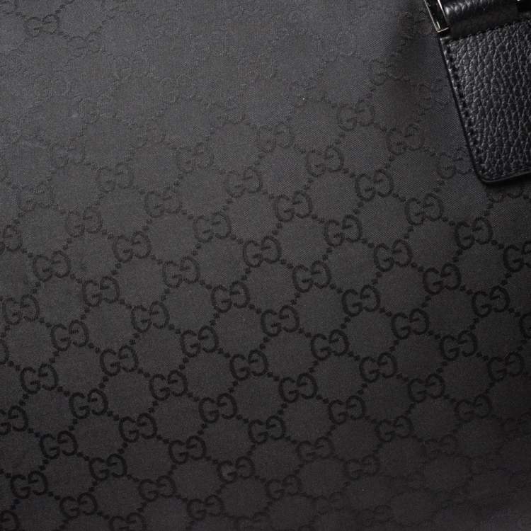Pre Owned Gucci Black GG Nylon Weekender Travel Bag