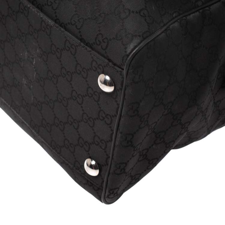 Pre Owned Gucci Black GG Nylon Weekender Travel Bag