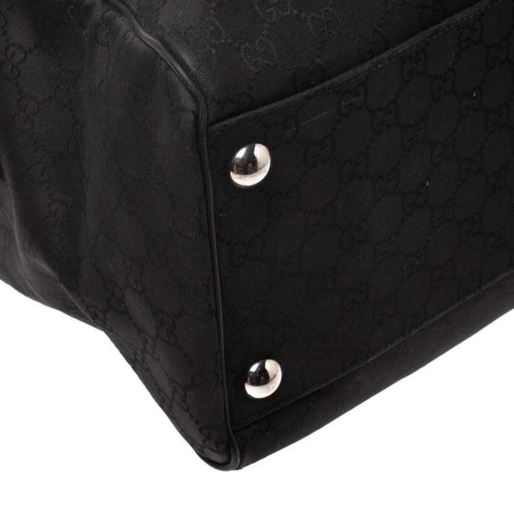 Pre Owned Gucci Black GG Nylon Weekender Travel Bag