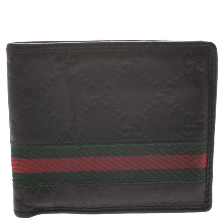 gucci leather bifold wallet with web