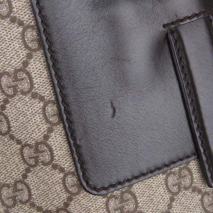 Pre Owned Gucci Brown GG Supreme Canvas Duffle Bag