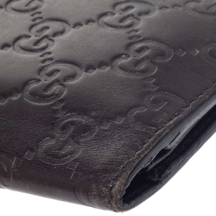 Pre Owned Gucci Brown Guccissima Leather Continental Wallet