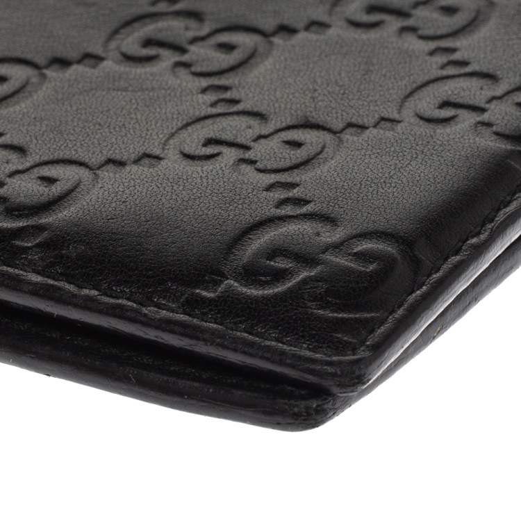 Pre Owned Gucci Black Guccissima Leather Bifold Wallet