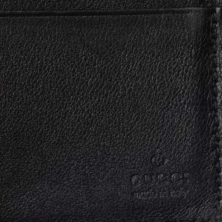 Pre Owned Gucci Black Guccissima Leather Bifold Wallet