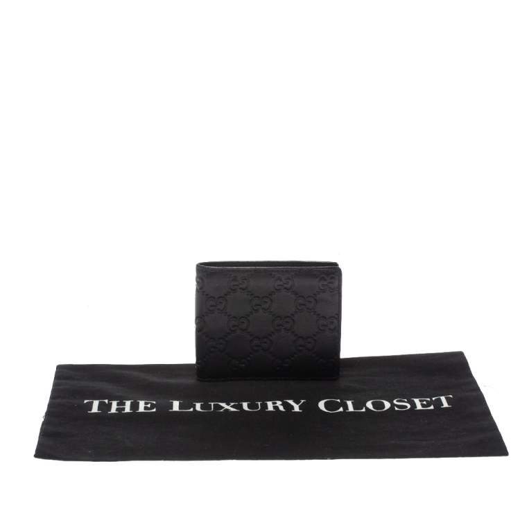 Pre Owned Gucci Black Guccissima Leather Bifold Wallet