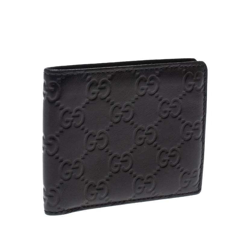 Pre Owned Gucci Black Guccissima Leather Bifold Wallet