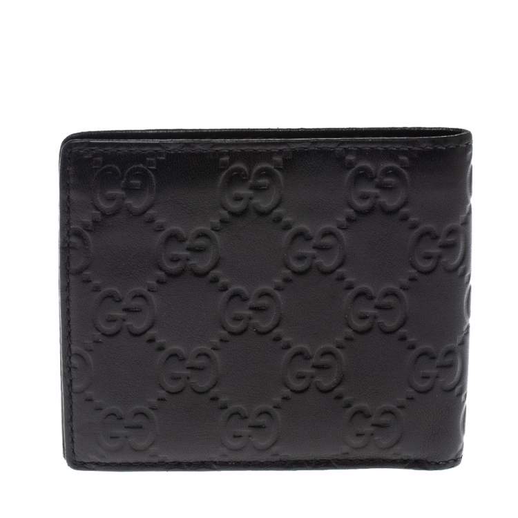 Pre Owned Gucci Black Guccissima Leather Bifold Wallet