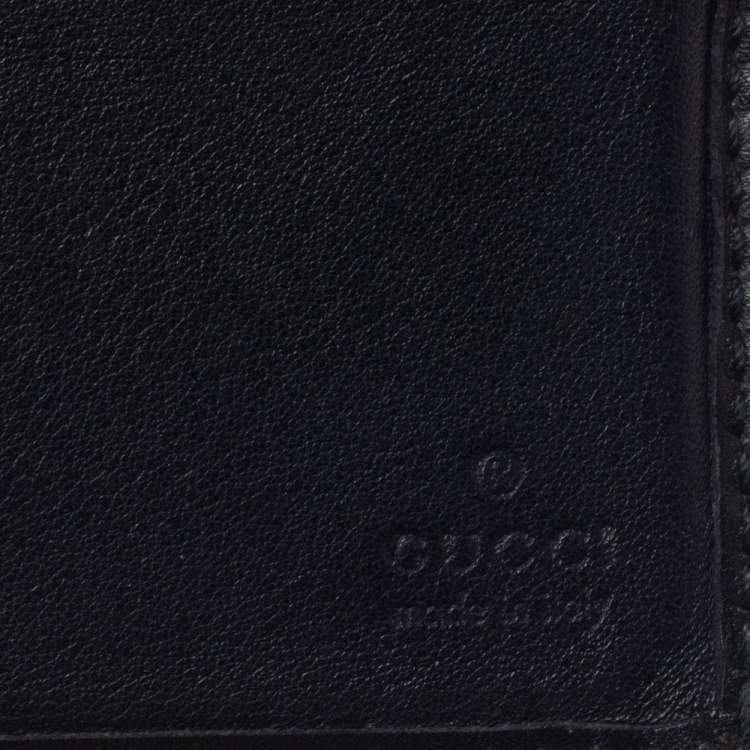Pre Owned Gucci Black Guccissima Leather Web Bifold Wallet