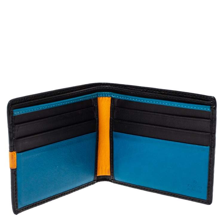 مملوكة مسبقًا Gucci Black/Mustard GG Microguccissima Leather Bifold Wallet