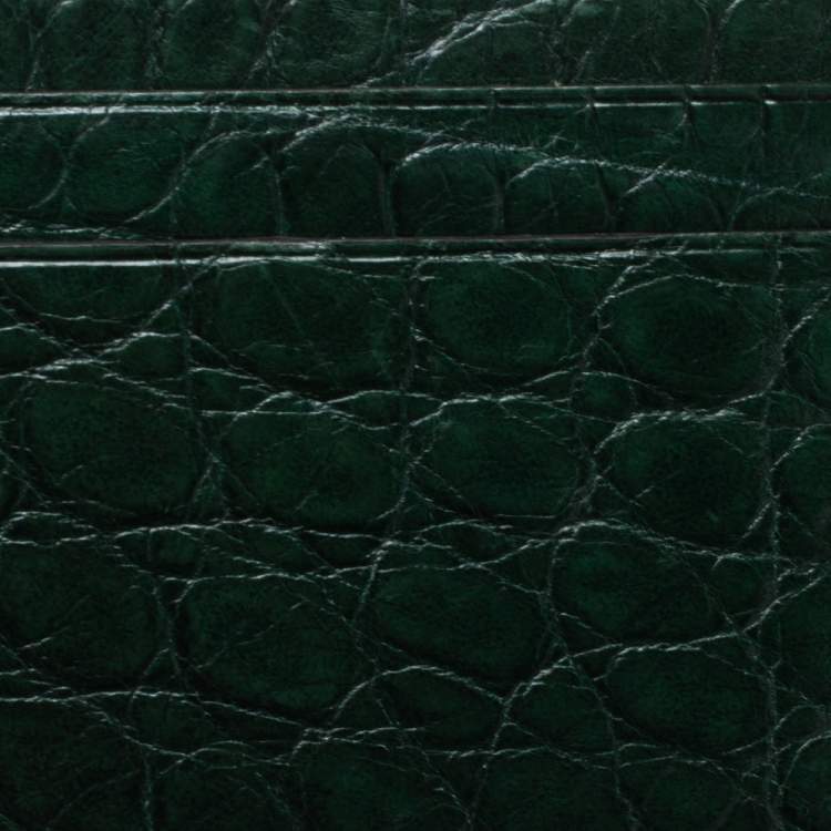 Pre Owned Gucci Dark Green Alligator Card Holder