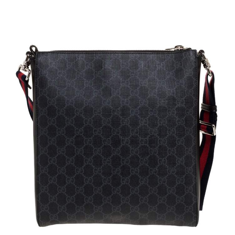 Pre Owned Gucci Black GG Supreme Coated Canvas and Leather Night Courrier Messenger Bag