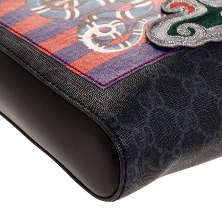 Pre Owned Gucci Black GG Supreme Coated Canvas and Leather Night Courrier Messenger Bag
