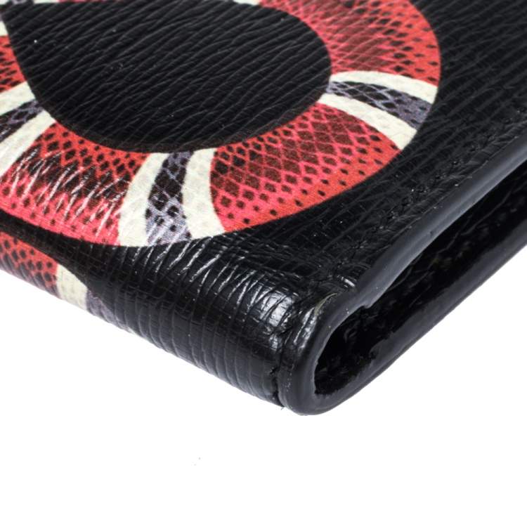 Pre Owned Gucci Black Leather Kingsnake Bifold Wallet